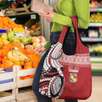 Mate Ma'a Tonga Rugby Kupesi Motifs Grocery Bag Red Waves