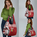Mate Ma'a Tonga Rugby Kupesi Motifs Grocery Bag Red Waves