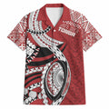 Mate Ma'a Tonga Rugby Custom Kupesi Motifs Hawaiian Shirt Red Waves