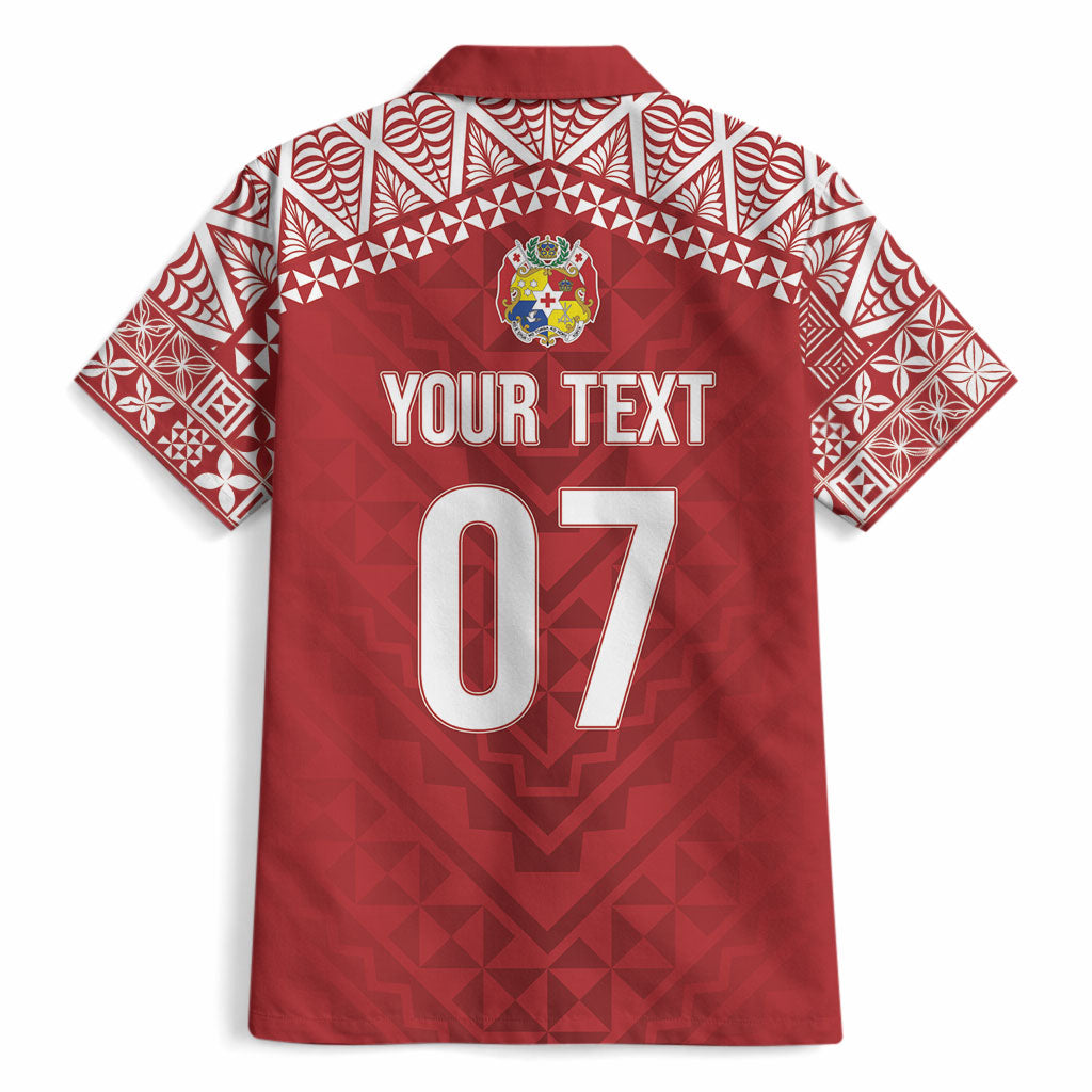 Mate Ma'a Tonga Rugby Custom Kupesi Motifs Hawaiian Shirt Red Waves