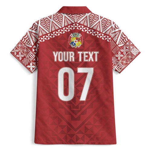 Mate Ma'a Tonga Rugby Custom Kupesi Motifs Hawaiian Shirt Red Waves