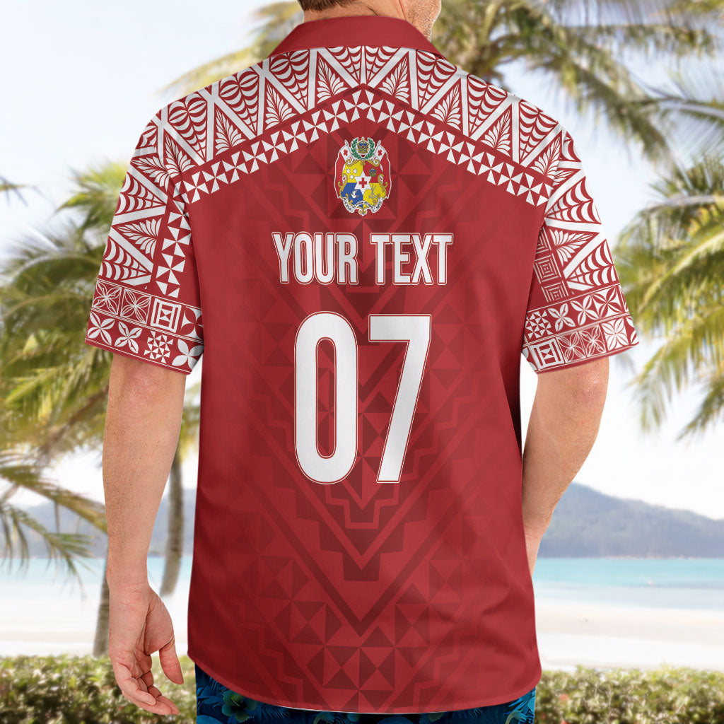 Mate Ma'a Tonga Rugby Custom Kupesi Motifs Hawaiian Shirt Red Waves