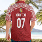 Mate Ma'a Tonga Rugby Custom Kupesi Motifs Hawaiian Shirt Red Waves
