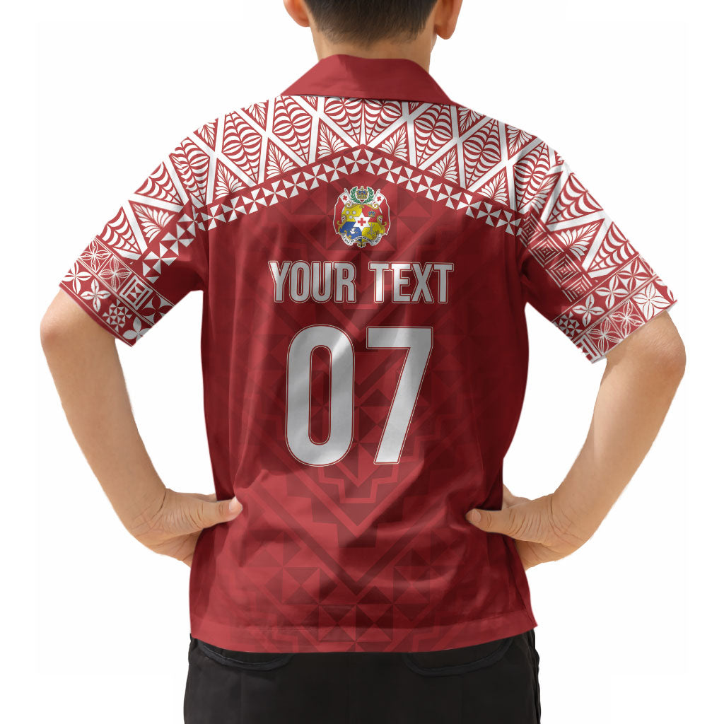 Mate Ma'a Tonga Rugby Custom Kupesi Motifs Hawaiian Shirt Red Waves
