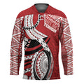 Mate Ma'a Tonga Rugby Custom Kupesi Motifs Hockey Jersey Red Waves