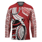 Mate Ma'a Tonga Rugby Custom Kupesi Motifs Hockey Jersey Red Waves