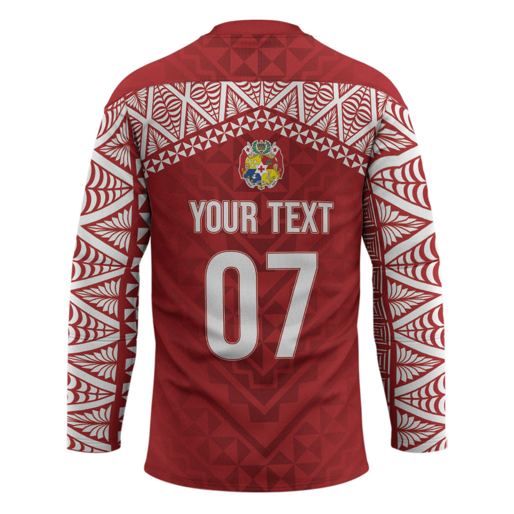 Mate Ma'a Tonga Rugby Custom Kupesi Motifs Hockey Jersey Red Waves