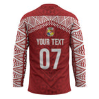 Mate Ma'a Tonga Rugby Custom Kupesi Motifs Hockey Jersey Red Waves