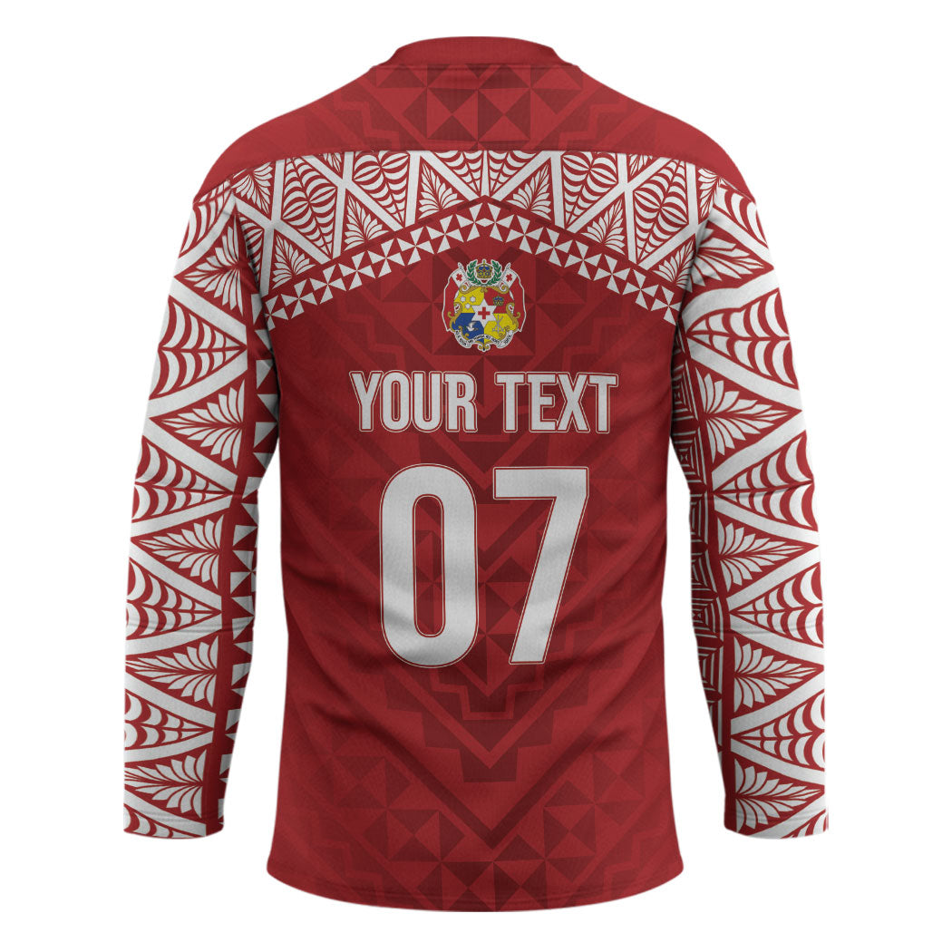 Mate Ma'a Tonga Rugby Custom Kupesi Motifs Hockey Jersey Red Waves