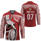 Mate Ma'a Tonga Rugby Custom Kupesi Motifs Hockey Jersey Red Waves