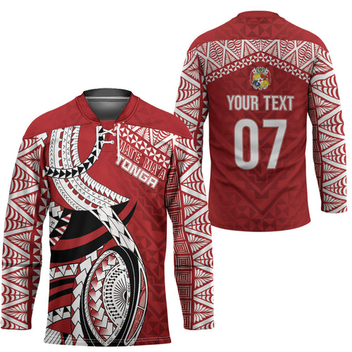 Mate Ma'a Tonga Rugby Custom Kupesi Motifs Hockey Jersey Red Waves