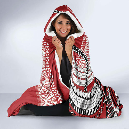 Mate Ma'a Tonga Rugby Kupesi Motifs Hooded Blanket Red Waves