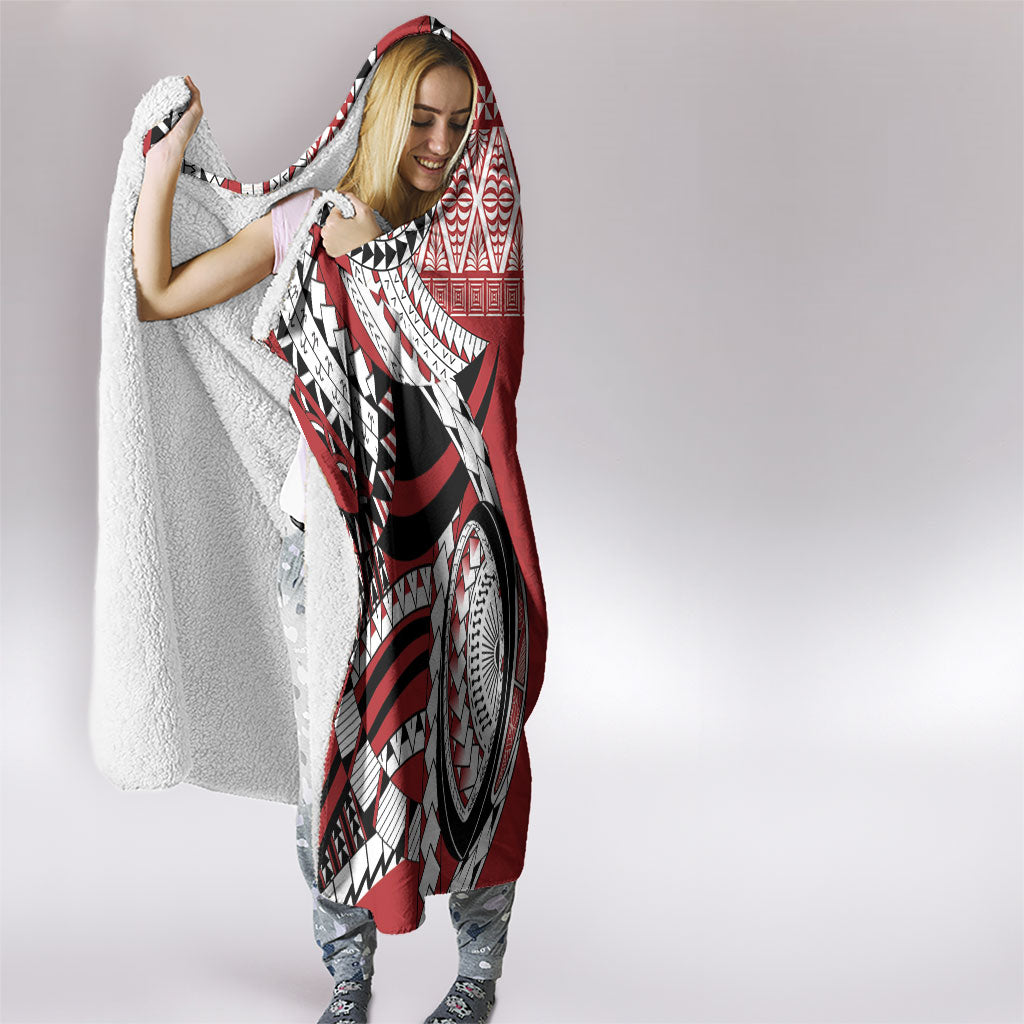 Mate Ma'a Tonga Rugby Kupesi Motifs Hooded Blanket Red Waves