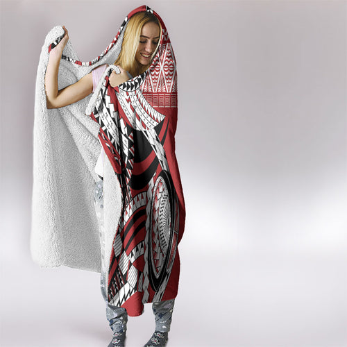 Mate Ma'a Tonga Rugby Kupesi Motifs Hooded Blanket Red Waves