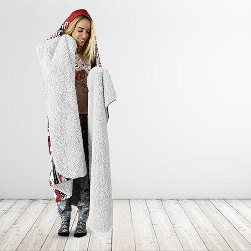 Mate Ma'a Tonga Rugby Kupesi Motifs Hooded Blanket Red Waves