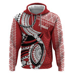 Mate Ma'a Tonga Rugby Custom Kupesi Motifs Hoodie Red Waves
