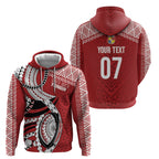 Mate Ma'a Tonga Rugby Custom Kupesi Motifs Hoodie Red Waves