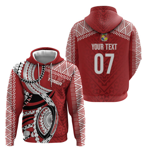 Mate Ma'a Tonga Rugby Custom Kupesi Motifs Hoodie Red Waves