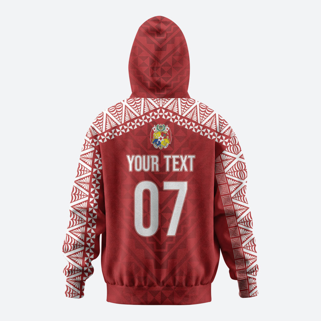 Mate Ma'a Tonga Rugby Custom Kupesi Motifs Hoodie Red Waves