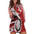 Mate Ma'a Tonga Rugby Custom Kupesi Motifs Hoodie Dress Red Waves