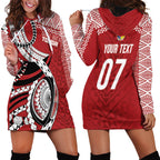 Mate Ma'a Tonga Rugby Custom Kupesi Motifs Hoodie Dress Red Waves
