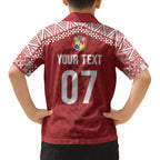 Mate Ma'a Tonga Rugby Custom Kupesi Motifs Kid Hawaiian Shirt Red Waves