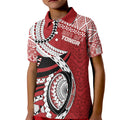 Mate Ma'a Tonga Rugby Custom Kupesi Motifs Kid Polo Shirt Red Waves