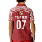 Mate Ma'a Tonga Rugby Custom Kupesi Motifs Kid Polo Shirt Red Waves