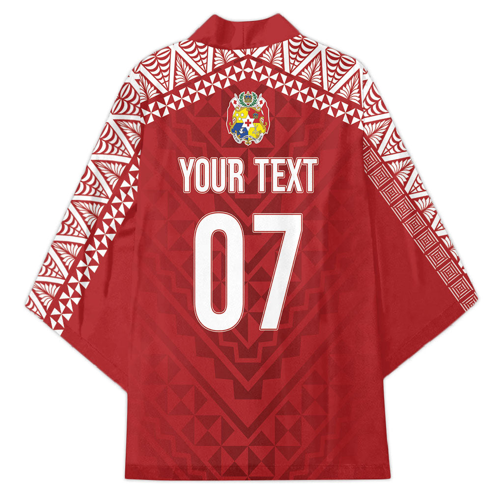 Mate Ma'a Tonga Rugby Custom Kupesi Motifs Kimono Red Waves
