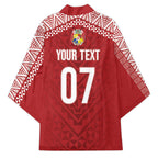 Mate Ma'a Tonga Rugby Custom Kupesi Motifs Kimono Red Waves