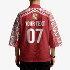 Mate Ma'a Tonga Rugby Custom Kupesi Motifs Kimono Red Waves