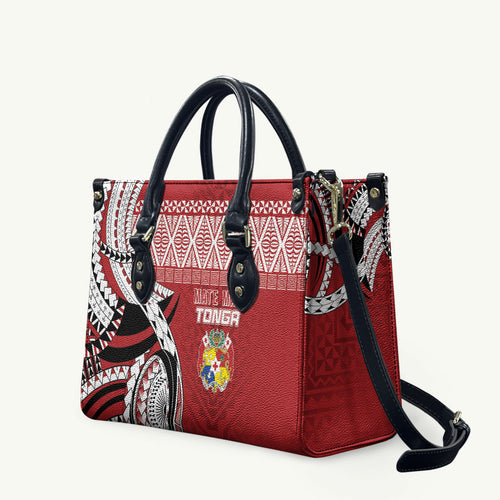 Mate Ma'a Tonga Rugby Kupesi Motifs Leather Bag Red Waves