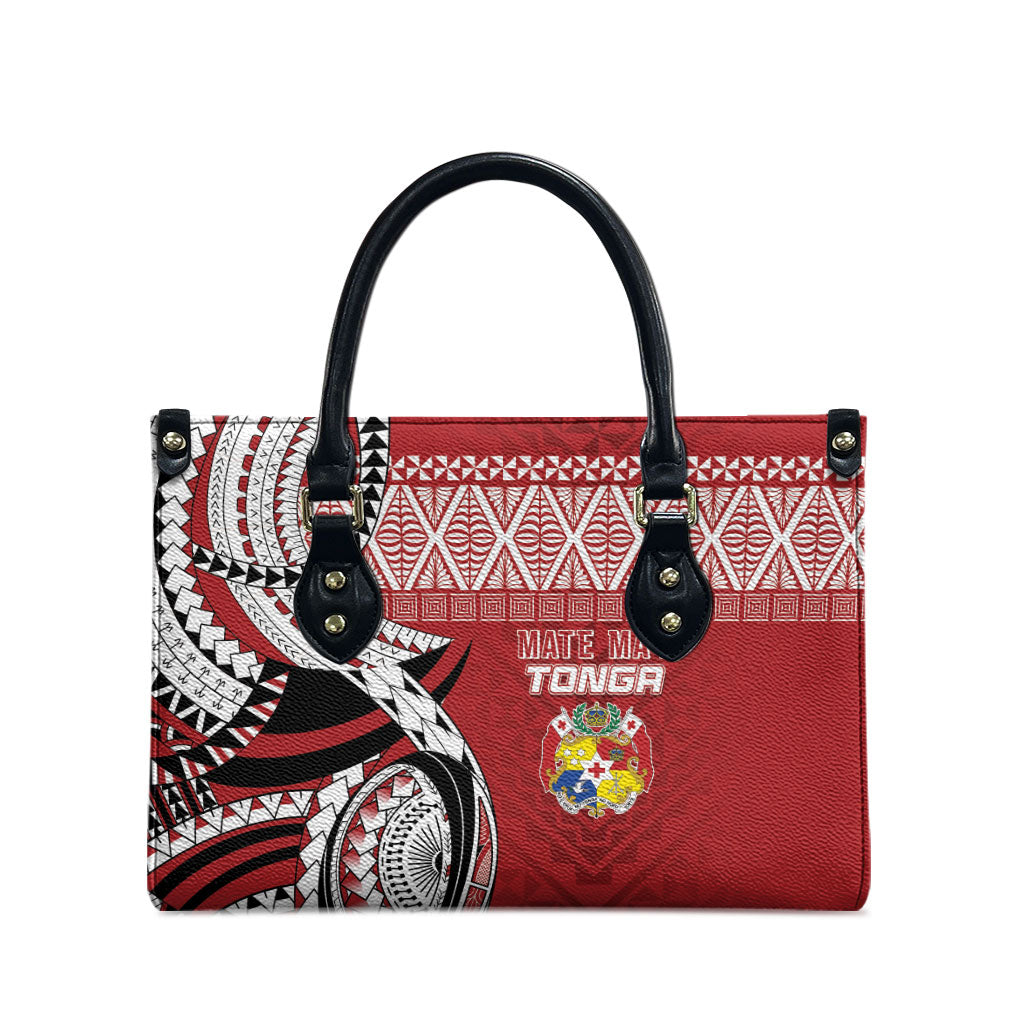 Mate Ma'a Tonga Rugby Kupesi Motifs Leather Bag Red Waves