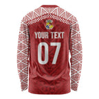 Mate Ma'a Tonga Rugby Custom Kupesi Motifs Long Sleeve Shirt Red Waves