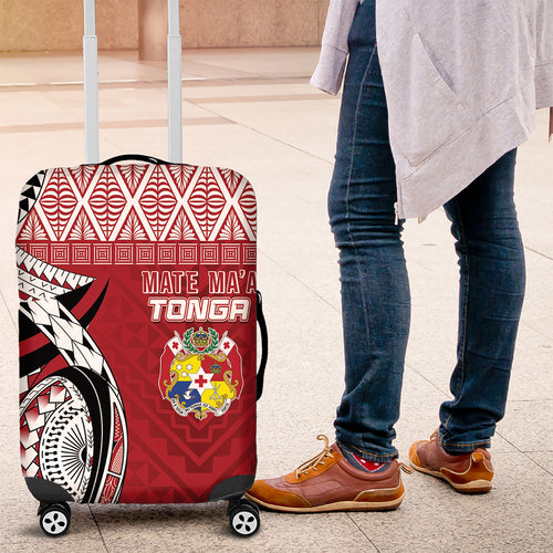 Mate Ma'a Tonga Rugby Kupesi Motifs Luggage Cover Red Waves