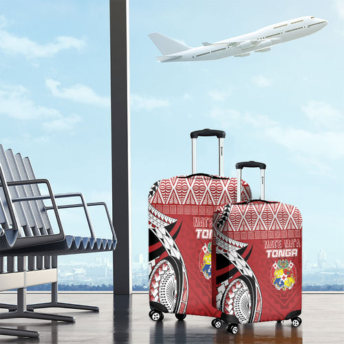 Mate Ma'a Tonga Rugby Kupesi Motifs Luggage Cover Red Waves