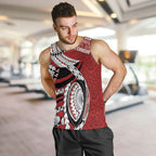 Mate Ma'a Tonga Rugby Custom Kupesi Motifs Men Tank Top Red Waves