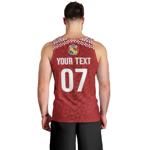 Mate Ma'a Tonga Rugby Custom Kupesi Motifs Men Tank Top Red Waves