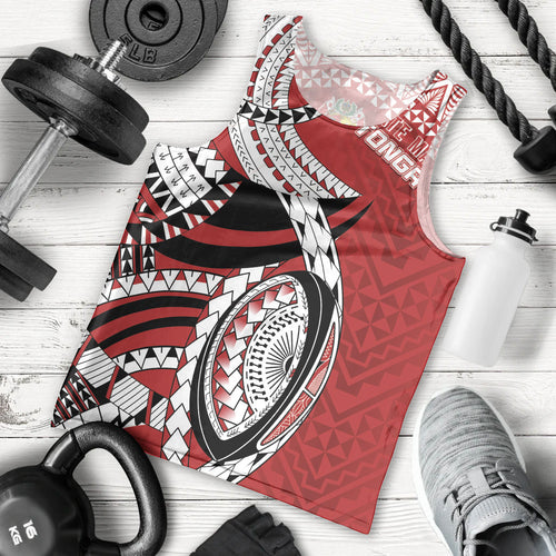 Mate Ma'a Tonga Rugby Custom Kupesi Motifs Men Tank Top Red Waves