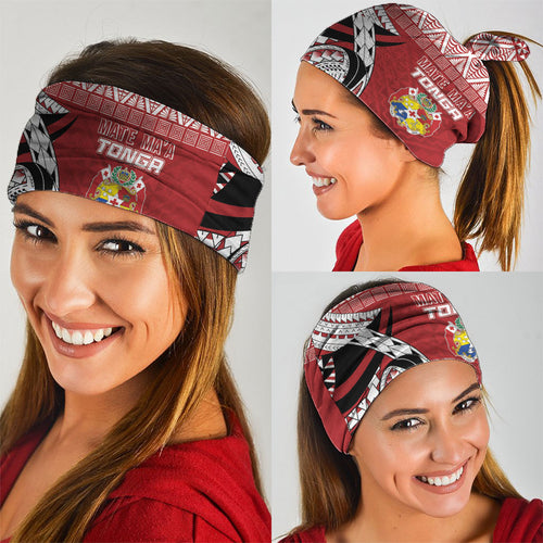 Mate Ma'a Tonga Rugby Kupesi Motifs Neck Gaiter Red Waves