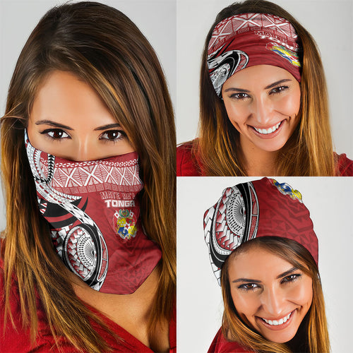 Mate Ma'a Tonga Rugby Kupesi Motifs Neck Gaiter Red Waves