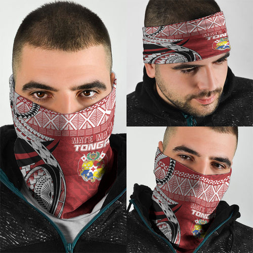 Mate Ma'a Tonga Rugby Kupesi Motifs Neck Gaiter Red Waves