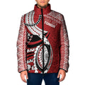 Mate Ma'a Tonga Rugby Custom Kupesi Motifs Padded Jacket Red Waves