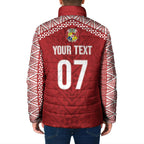 Mate Ma'a Tonga Rugby Custom Kupesi Motifs Padded Jacket Red Waves