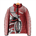 Mate Ma'a Tonga Rugby Custom Kupesi Motifs Padded Jacket Red Waves