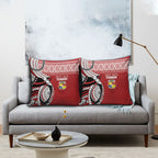 Mate Ma'a Tonga Rugby Kupesi Motifs Pillow Cover Red Waves