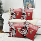 Mate Ma'a Tonga Rugby Kupesi Motifs Pillow Cover Red Waves
