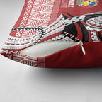 Mate Ma'a Tonga Rugby Kupesi Motifs Pillow Cover Red Waves