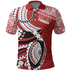 Mate Ma'a Tonga Rugby Custom Kupesi Motifs Polo Shirt Red Waves