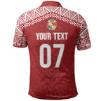 Mate Ma'a Tonga Rugby Custom Kupesi Motifs Polo Shirt Red Waves